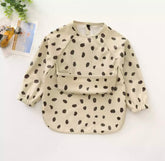 Black Dots - Toddler & Baby Long Sleeve Waterproof Apron Smock Bib.